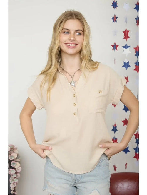 Tavira Button Front Top