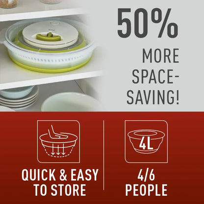 Tefal Collapsible Salad Spinner 4L K2520155 collpasible design for 50% space saving