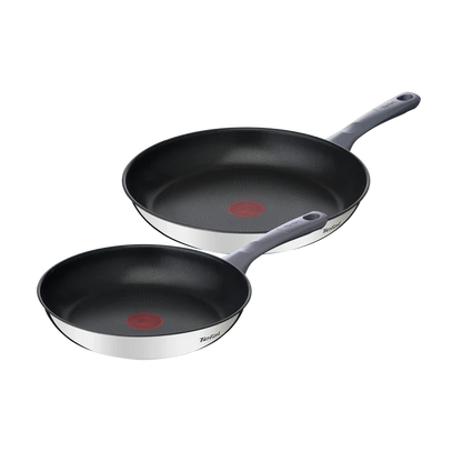 Tefal Daily Cook Induction Stainless Steel Non-stick Twin Pack Frypans 24/28cm