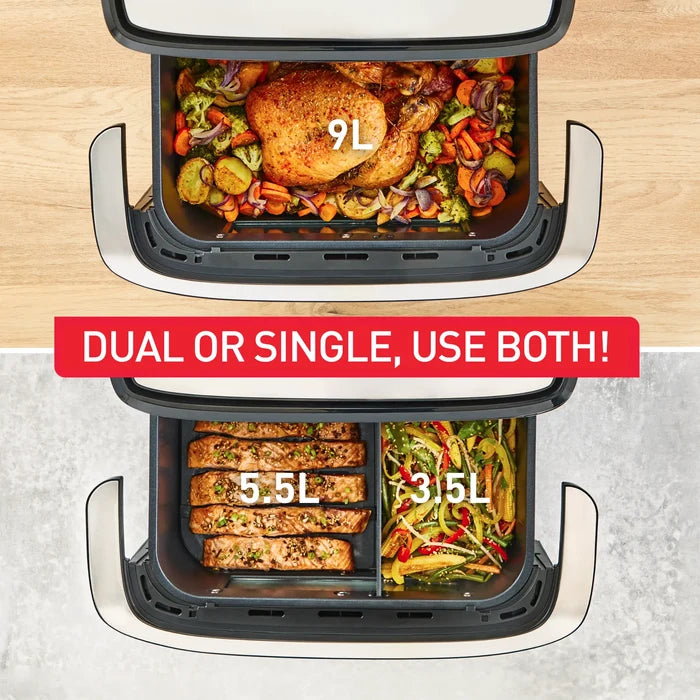 Tefal Dual Easy Fry Flex Black Air Fryer EY9228 dual or single zone