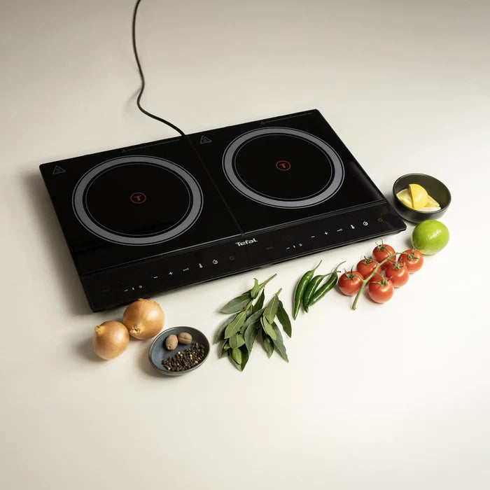 Tefal Dual Express Induction Hob IH9038 with ingredients