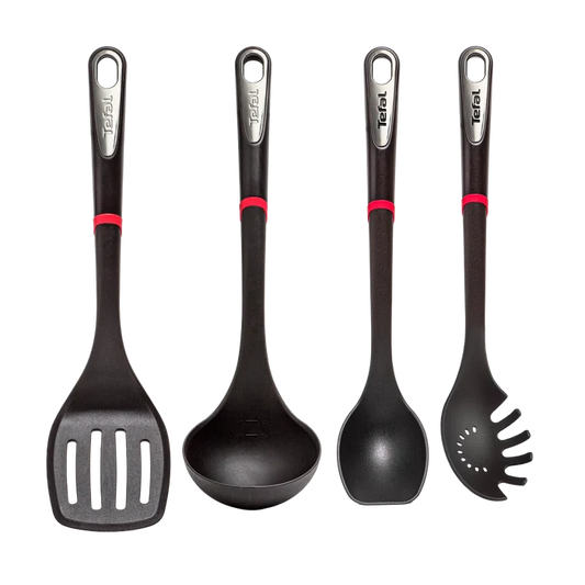 Tefal Ingenio Nylon Kitchen Utensil Essentials Set with slotted turner, ladle, spoon and pasta spoon