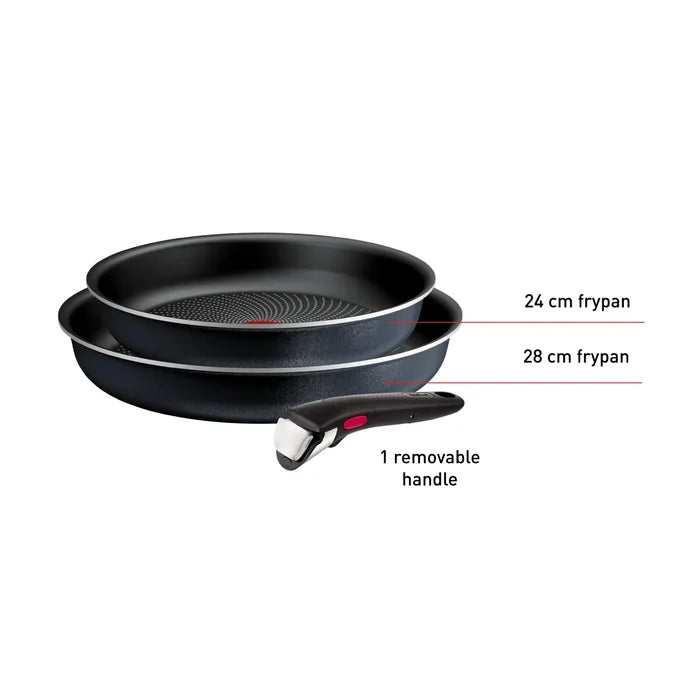 Tefal Ingenio So'Light Induction Non-Stick 3pc Frypan Set contents