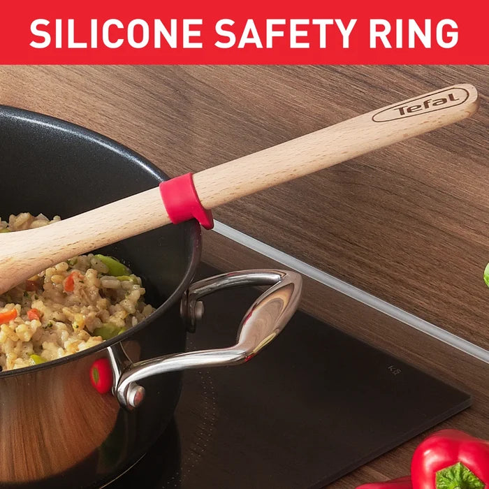Tefal Ingenio Wooden Angled Spatula K2300814 with silicone safety ring
