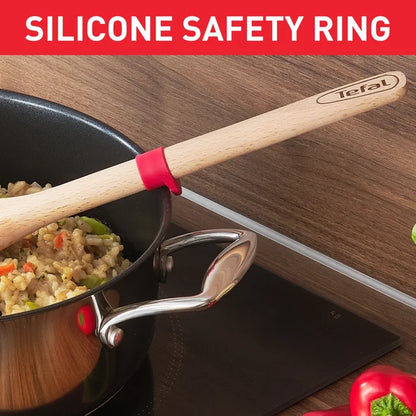 Tefal Ingenio Wooden Angled Spatula K2300814 with silicone safety ring