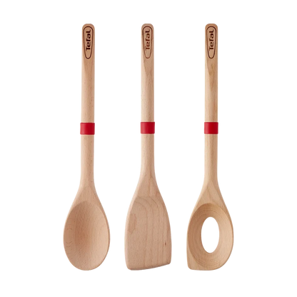Tefal Ingenio Wooden Kitchen Utensil Set with spoon, risotto spoon and angled spatula