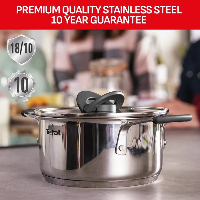 Tefal Opti'Space Induction Stainless Steel Set made from premium quality 18/10 stainless steel
