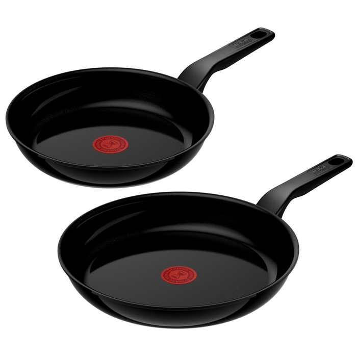 Tefal Renew Black Twin Pack Frypan Set 24/28cm - Ceramic Non-Stick Coating