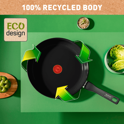 Tefal Renew Black Twin Pack Frypan Set 24/28cm - Ceramic Non-Stick Coating