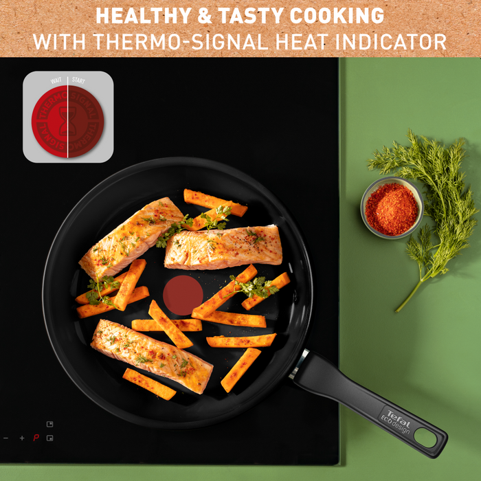 Tefal Renew Black Twin Pack Frypan Set 24/28cm - Ceramic Non-Stick Coating