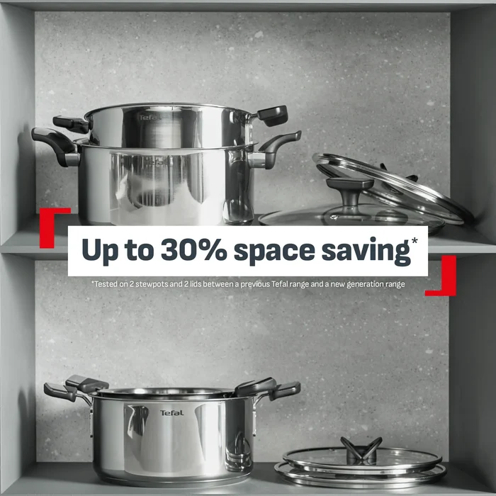 Tefal Space+ Emotion+ Induction Stainless Steel Uncoated Pasta Pot 22cm + Lid