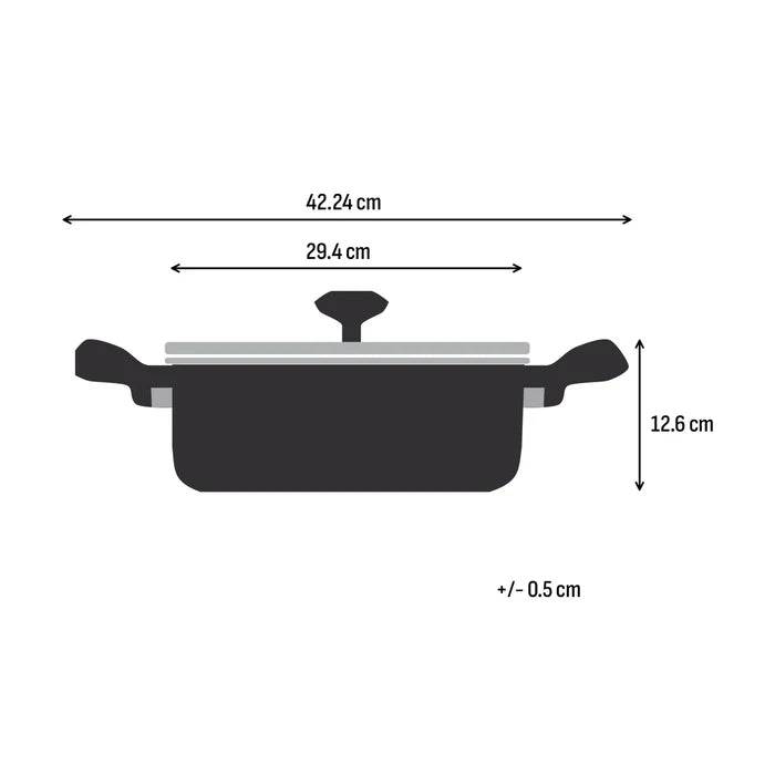 Tefal Space+ Excellence+ Induction Non-Stick Shallowpan 28cm + Lid Dimensions