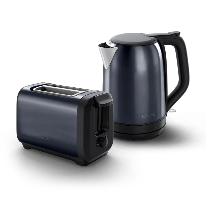 Tefal Subito Black Knight Stainless Steel Toaster & Kettle Breakfast Set TT5SAN