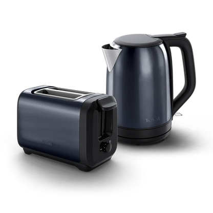 Tefal Subito Black Knight Stainless Steel Toaster & Kettle Breakfast Set TT5SAN