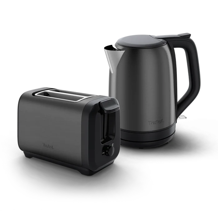 Tefal Subito Black Stainless Steel Toaster & Kettle Breakfast Set TT5SA8