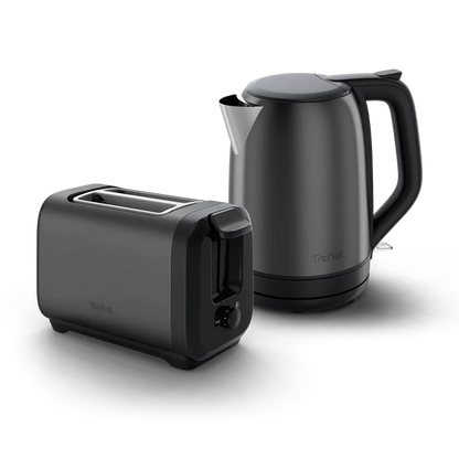 Tefal Subito Black Stainless Steel Toaster & Kettle Breakfast Set TT5SA8