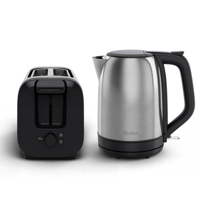 Tefal Subito Stainless Steel Toaster & Kettle Breakfast Set front view