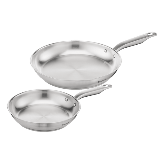Tefal Virtuoso Induction Stainless Steel Uncoated Twin Frypan 24/28cm
