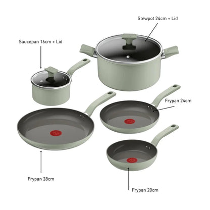 Tefal Vivaceram Induction Ceramic Green Lichen 5pc Set included items