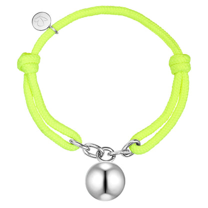 Textil-Armband mit Edelstahl-Kugel neongelb