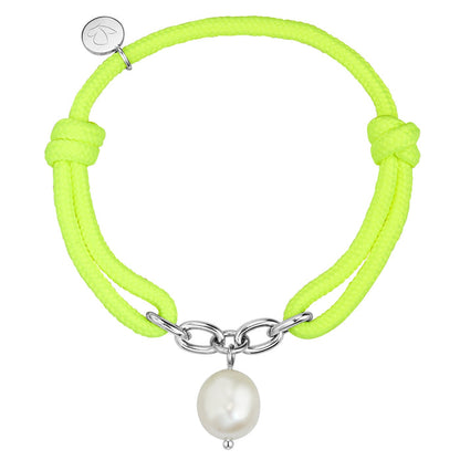 Textil Armband neongelb Süßwasserperle