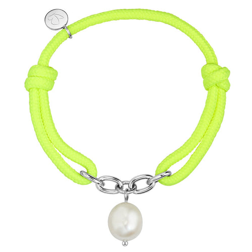 Textil Armband neongelb Süßwasserperle
