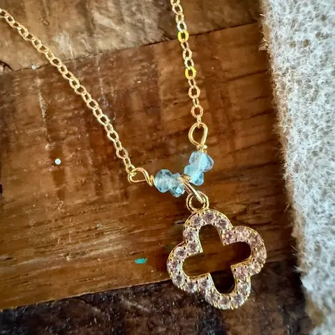 TL JSR Clover Gemstone Necklace