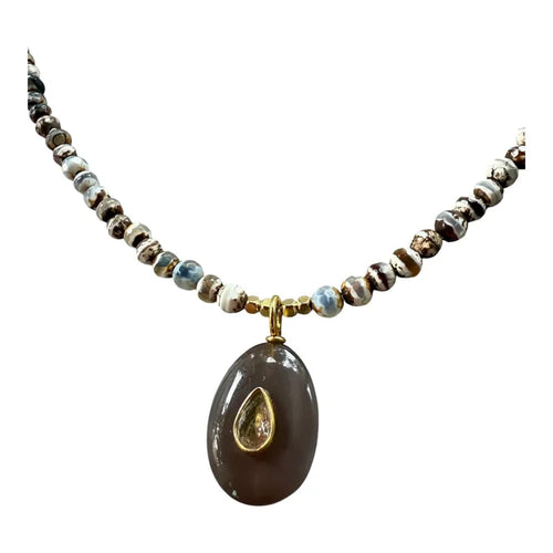 TL JSR Pendant on Beaded Necklace