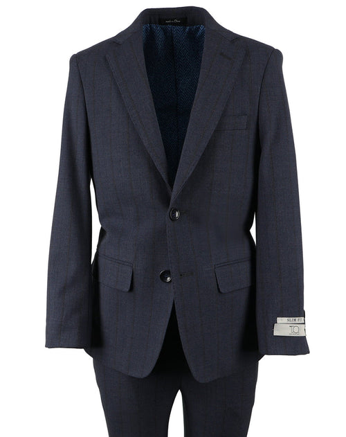 T.O. Boy's Fashion Suit - Heather Blue Pinstripe