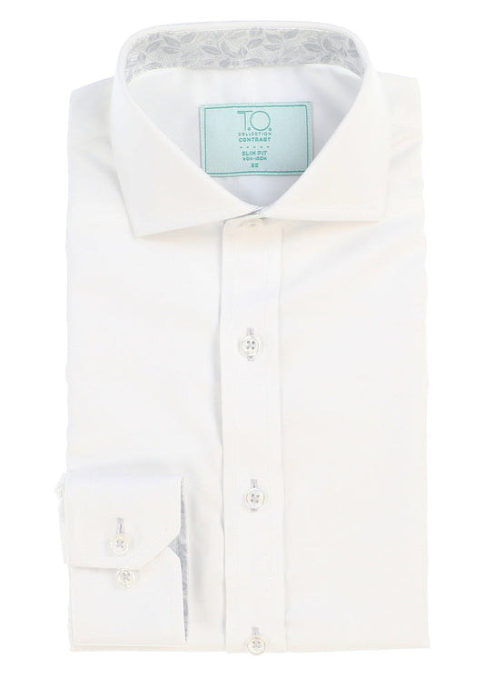 T.O. Boy's Green Label Vivid Non-Iron Contrast Shirt - Grey