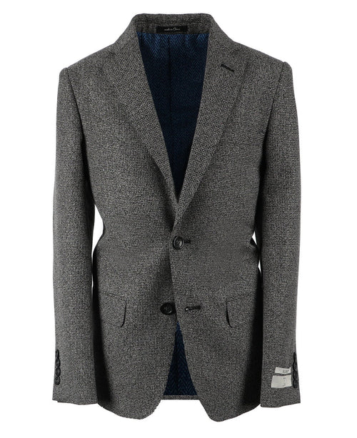 T.O. Boy's Patched Pocket Fashion Blazer - Black Twill Design