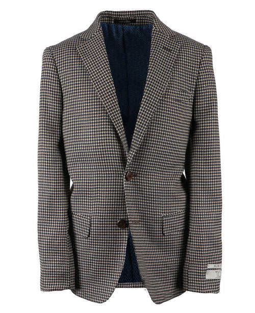 T.O. Boy's Patched Pocket Fashion Blazer - Brown Houndstooth