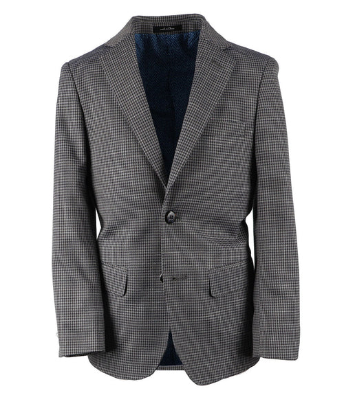 T.O. Boy's Patched Pocket Fashion Blazer - Brown Plaid