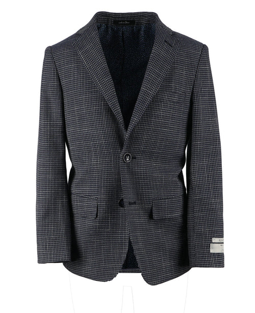 T.O. Boy's Patched Pocket Fashion Blazer - Houndstooth Navy