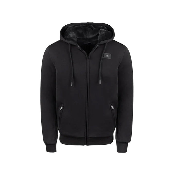 T.O. Collection Adult's Fully Lined Black X Style Hoodie with thumb hole -Black Fur