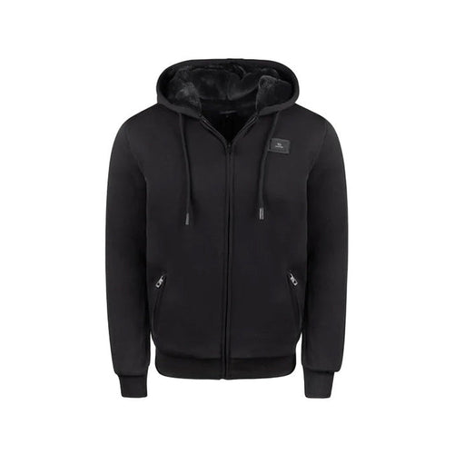 T.O. Collection Adult's Fully Lined Black X Style Hoodie with thumb hole -Black Fur