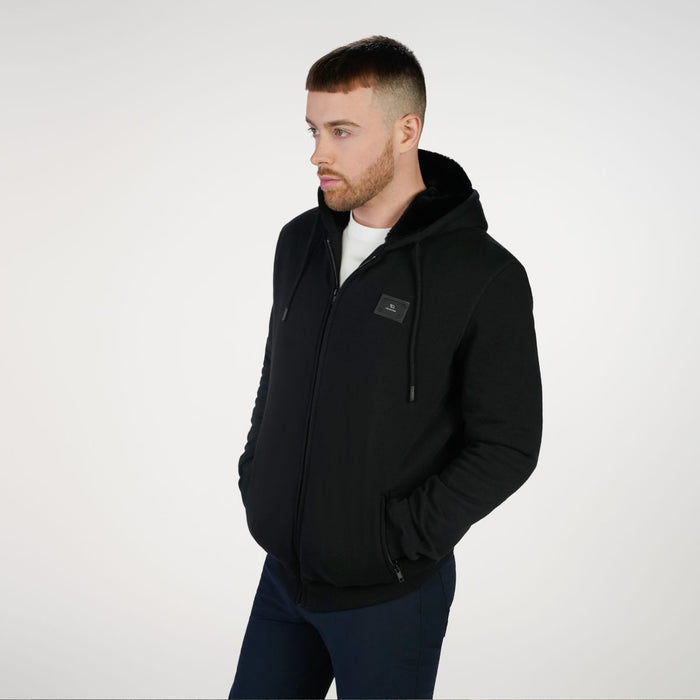 T.O. Collection Adult's Fully Lined Black X Style Hoodie with thumb hole -Black Fur