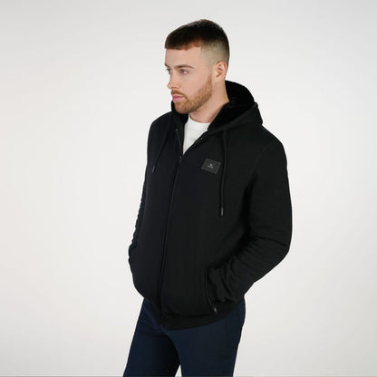 T.O. Collection Adult's Fully Lined Black X Style Hoodie with thumb hole -Black Fur