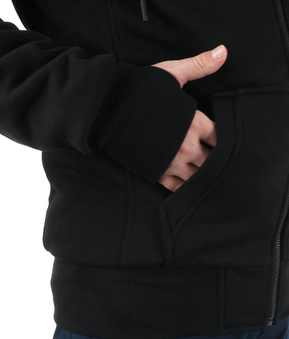 T.O. Collection Adult's Fully Lined Black X Style Hoodie with thumb hole -Black Fur
