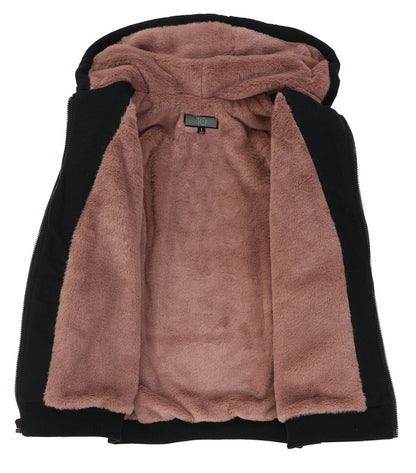T.O. Collection Adult's Fully Lined Black X Style Hoodie with thumb hole -Mauve Fur