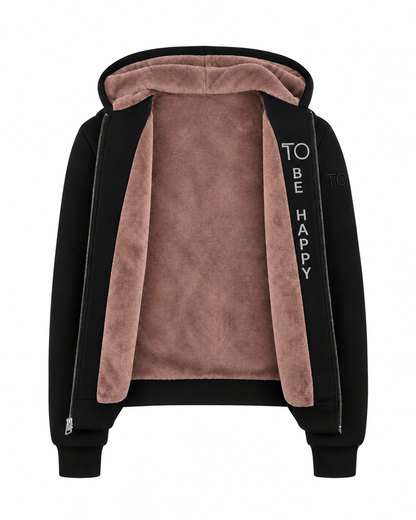 T.O. Collection Adult's Fully Lined Black X Style Hoodie with thumb hole -Mauve Fur
