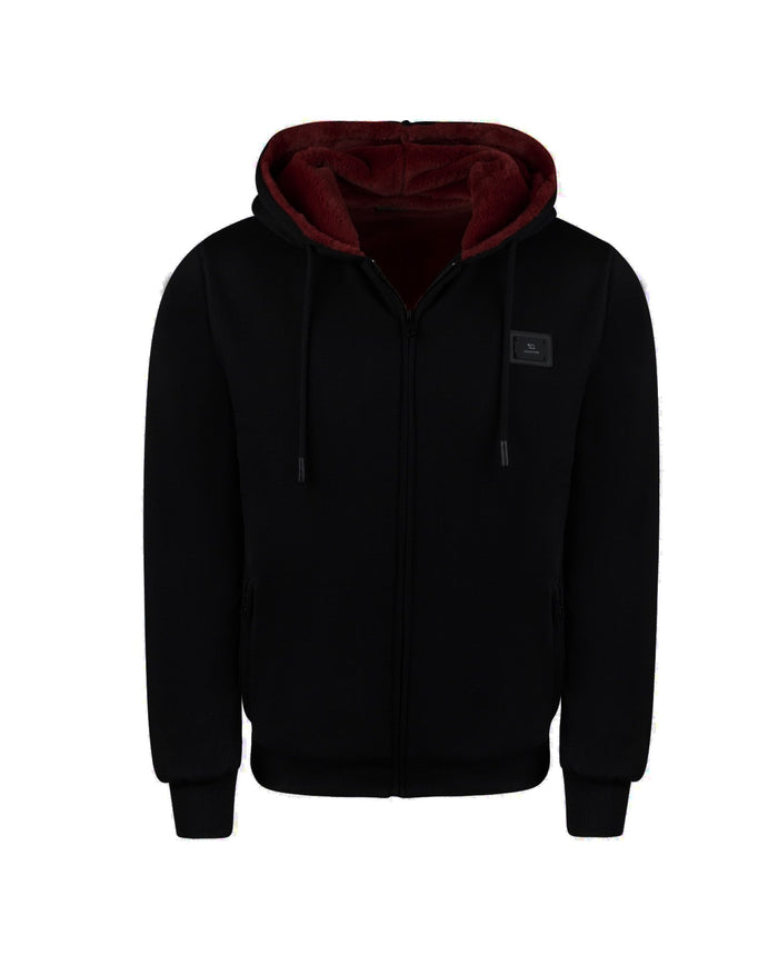 T.O. Collection Adult's Fully Lined Black X Style with thumb hole Hoodie -Burgandy Fur