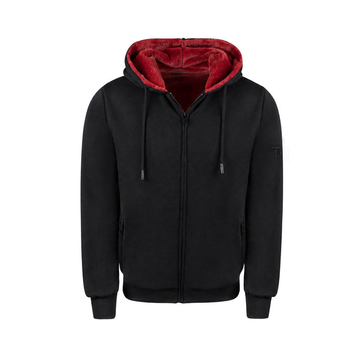 T.O. Collection Adult's Fully Lined Black X Style with thumb hole Hoodie -Burgandy Fur