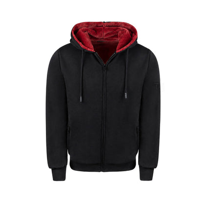 T.O. Collection Adult's Fully Lined Black X Style with thumb hole Hoodie -Burgandy Fur