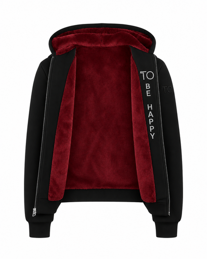 T.O. Collection Adult's Fully Lined Black X Style with thumb hole Hoodie -Burgandy Fur
