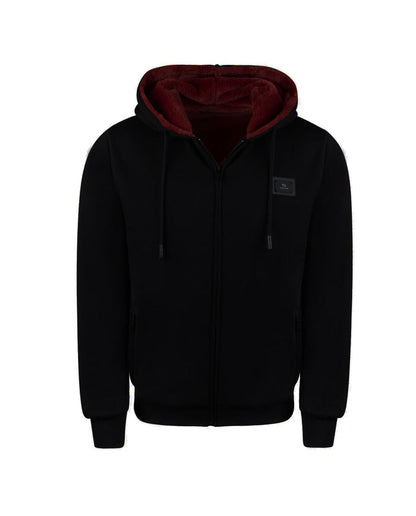 T.O. Collection Kid's Fully Lined Black X Style Hoodie with thumb hole - Burgundy Fur
