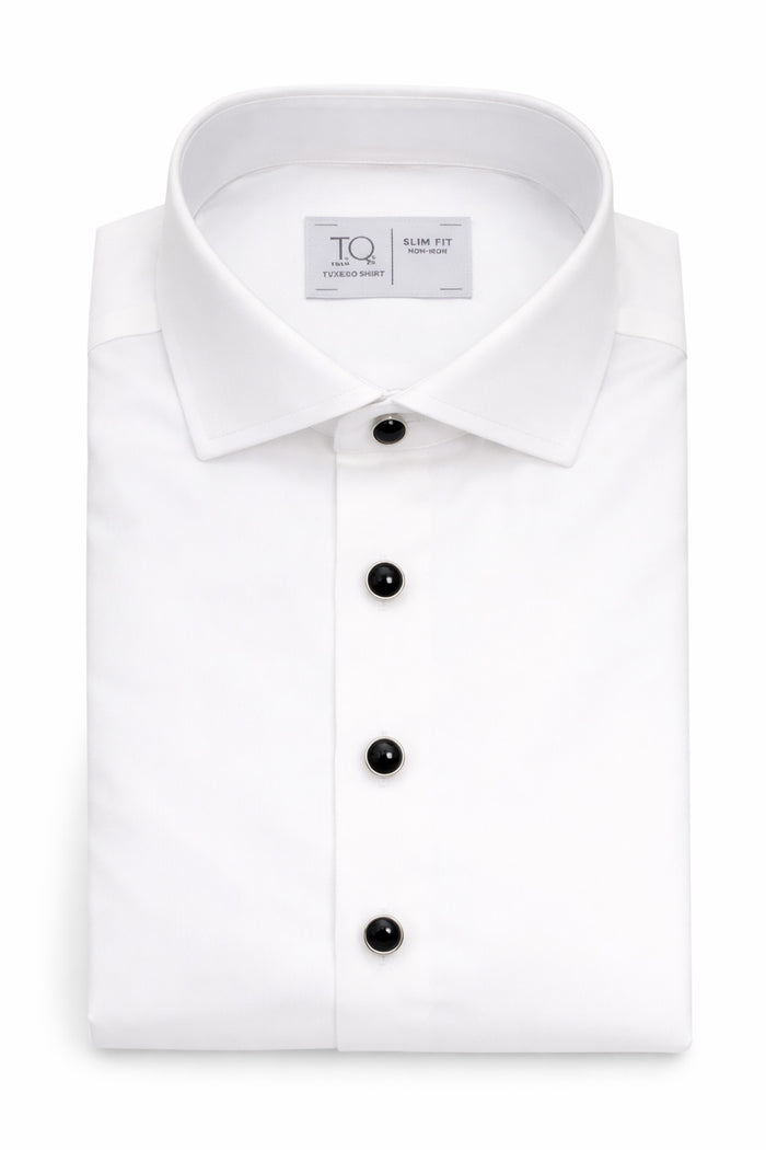 T.O. Collection Men's Tuxedo Shirt - White