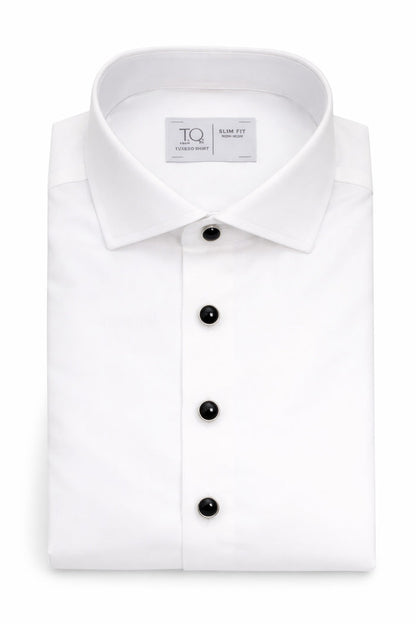 T.O. Collection Men's Tuxedo Shirt - White