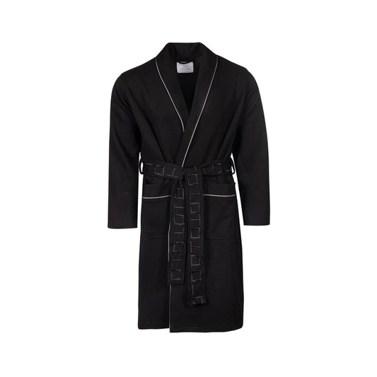 T.O Men's Black Modal Waffle Bathrobe