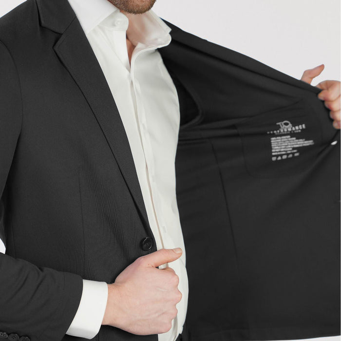T.O Men's Patch Pocket Performance Blazer Jacket - Black